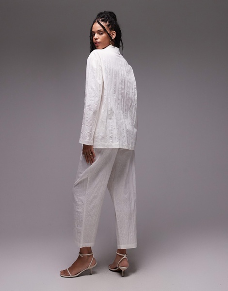 Mango plisse linen mix pants in white - part of a set