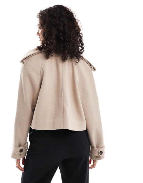 ASOS DESIGN cropped formal trench coat in mushroom