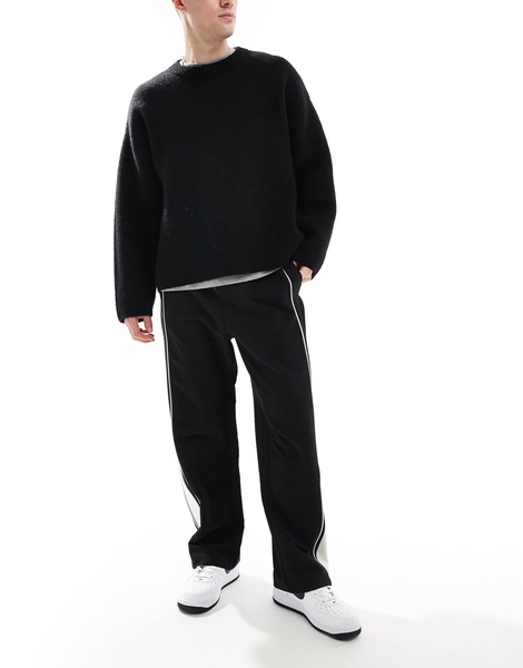 Bershka baggy leg tailored pants in black