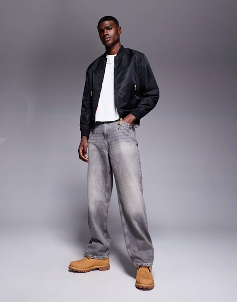Armani Exchange reversible lunar capsule snake bomber jacket in black and red