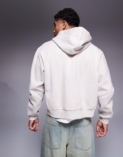 ASOS DESIGN premium heavyweight boxy oversized zip up hoodie 400gsm in beige