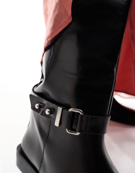 ASOS EDITION premium leather over the knee riding boots in black
