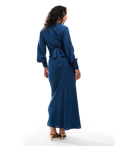 ASOS DESIGN belted maxi dress in navy