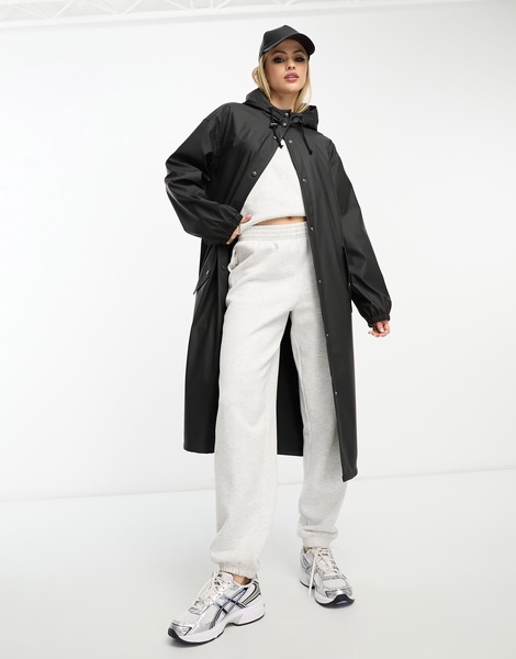 ASOS DESIGN Tall rubberized rain parka coat in black