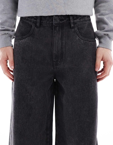 Another Influence wide leg denim jeans in washed black