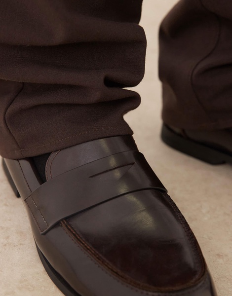ASOS DESIGN penny loafers in brown