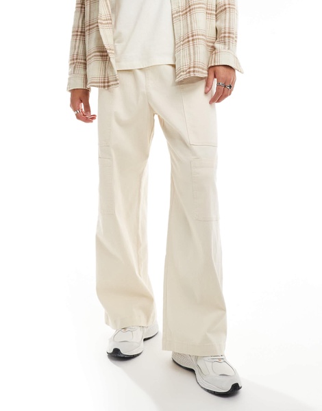 ADPT wide fit pull-on cargo pants in off-white