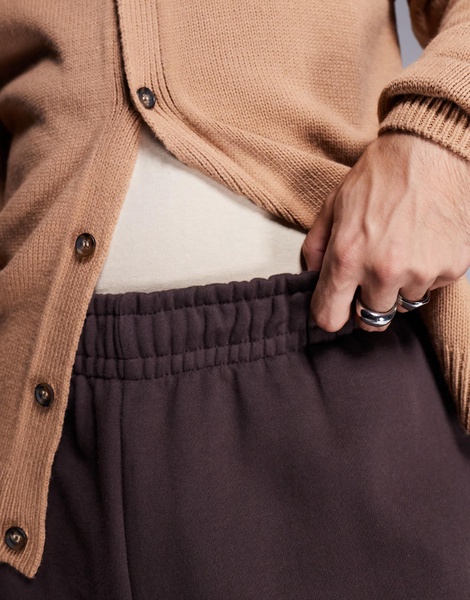 ASOS DESIGN premium heavyweight wide leg sweatpants 400gsm in brown
