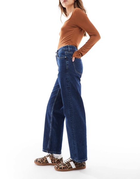 ASOS DESIGN crop comfort stretch straight leg jeans in indigo