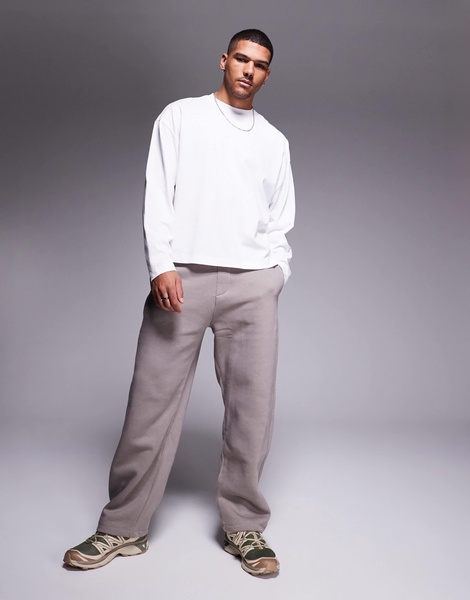 ASOS DESIGN oversized boxy long sleeve T-shirt with drop armhole in white