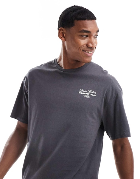 ADPT oversized T-shirt with text backprint in gray