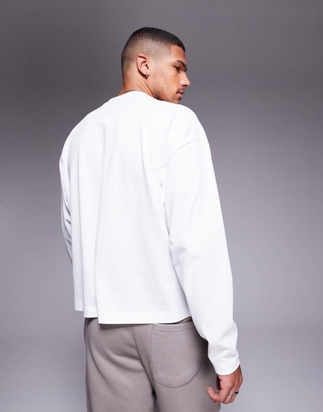 ASOS DESIGN oversized boxy long sleeve T-shirt with drop armhole in white