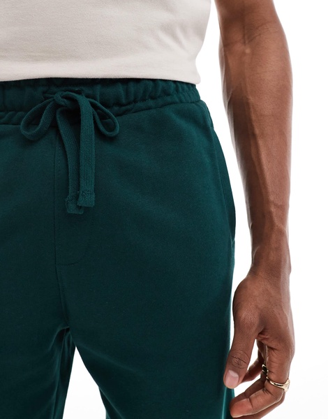Bershka jersey shorts in dark green