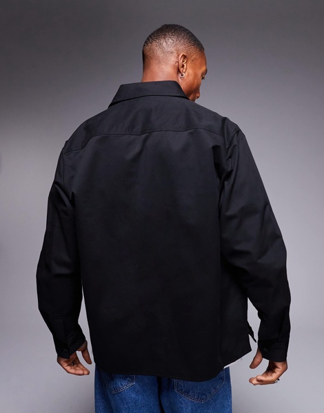 HUGO Blue Ekynone oversized overshirt in black