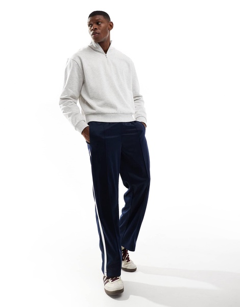 Bershka wide fit side panel sweatpants in navy