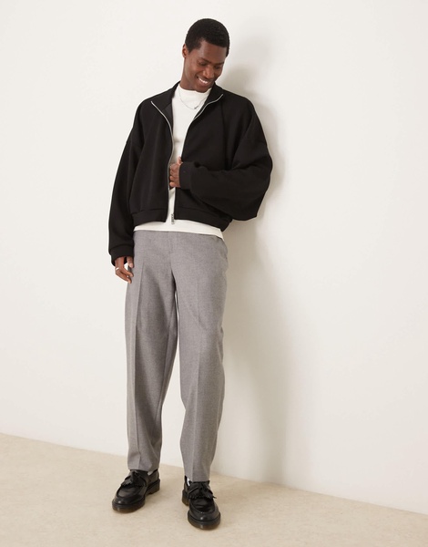 ASOS DESIGN extreme oversized cropped soft scuba track jacket in black