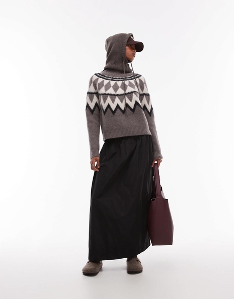 AllSaints Tura fairisle sweater in gray