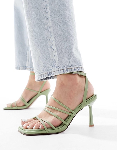 ASOS DESIGN Hamper strappy mid heeled sandals in green