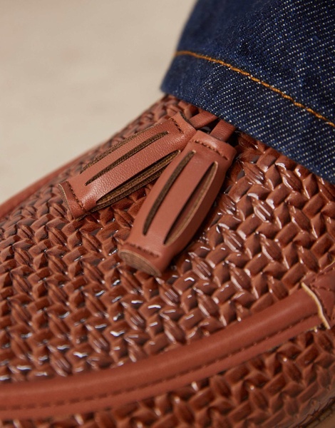 ASOS DESIGN mule loafers in tan weave
