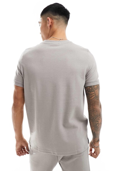 Bershka waffle textured T-shirt in gray - part of a set