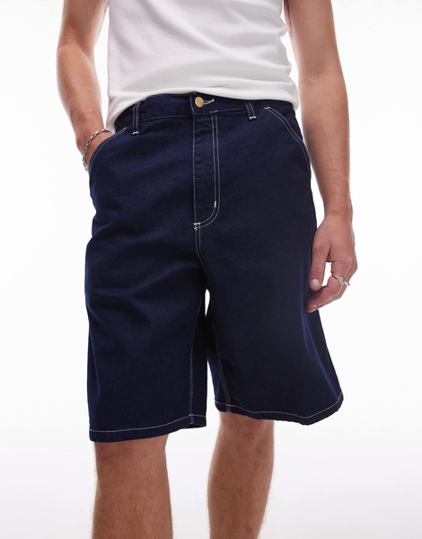 Carhartt WIP simple denim jorts in dark wash blue