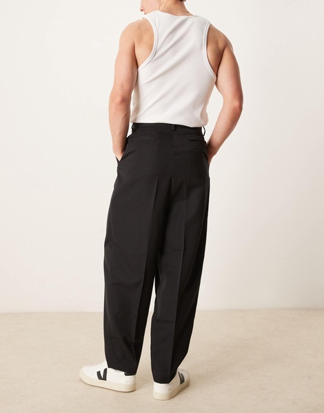 ASOS DESIGN smart baggy balloon fit pants in black