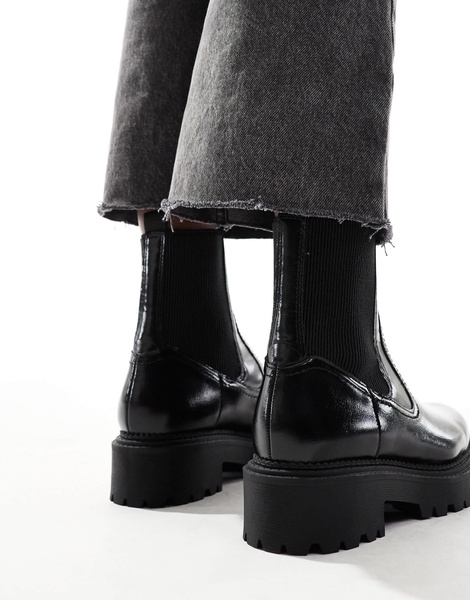 Stradivarius flat ankle boot in black