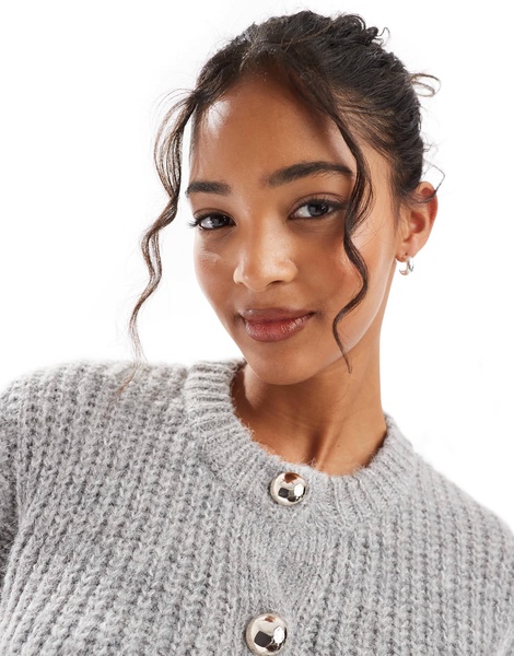 Bershka chunky cardigan in gray