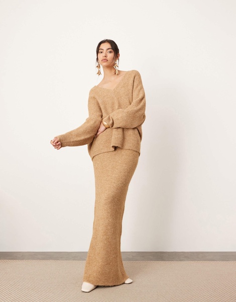 ASOS EDITION knit maxi skirt in biscuit - part of a set
