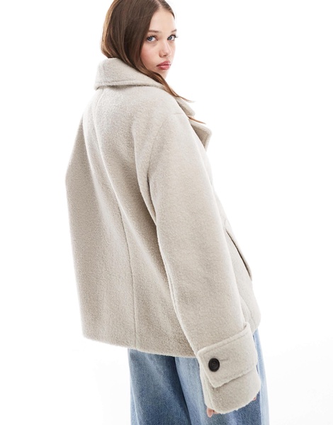 ASOS DESIGN faux wool pea coat in cozy boucle