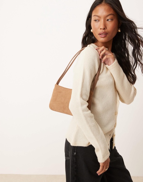 ASOS DESIGN Faux Suede shoulder bag with skinny straps