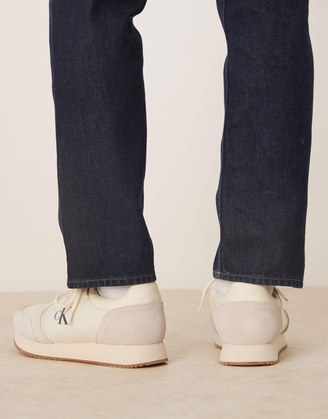 Calvin Klein Jeans running sneakers in beige with gum sole