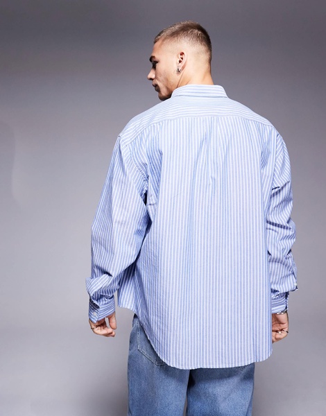 HUGO Blue Ebill oversized shirt in blue stripe