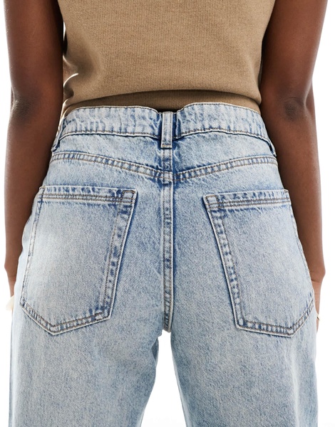 Bershka baggy balloon leg jeans in dirty wash indigo