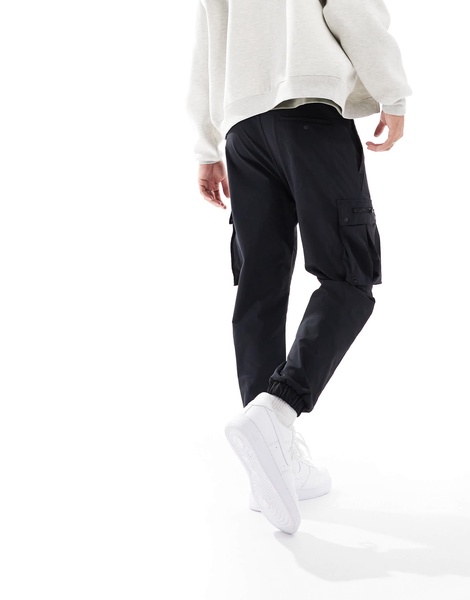 Bershka tech cargo pants in black