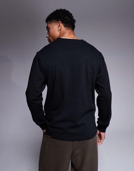 ASOS DESIGN heavyweight long sleeve V-neck T-shirt in black