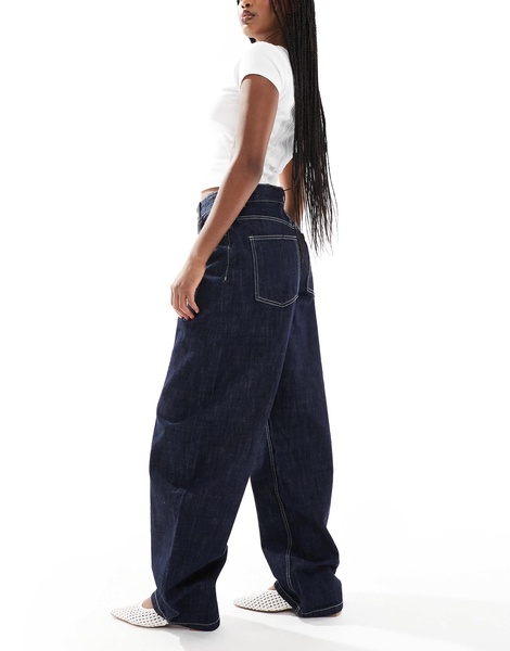 Bershka wide balloon leg jeans in indigo wash