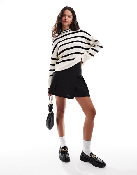 ONLY high neck stripe sweater in white & black