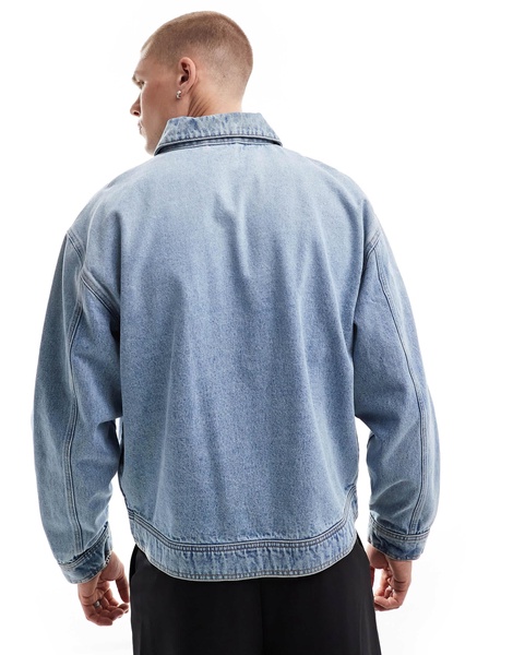 ASOS DESIGN oversized denim worker jacket in light wash blue
