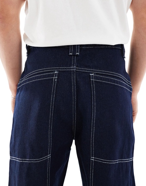 Bershka skater fit jeans in dark blue