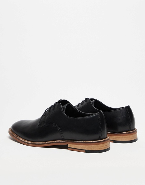 ASOS DESIGN derby lace up shoes in black leather