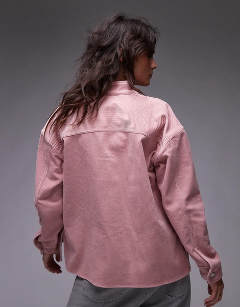 ARKET cord overshirt with utility pockets in pink