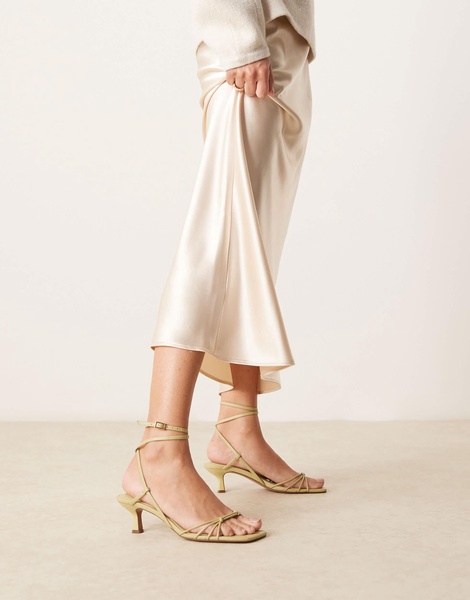 ASOS DESIGN Hammock strappy kitten heel sandals in pistachio