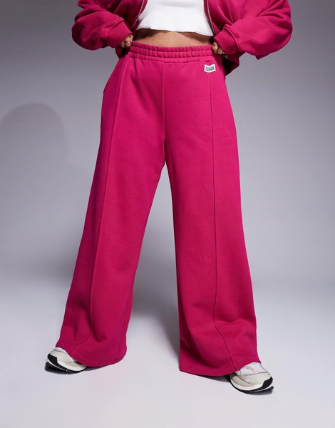 Weekend Collective Curve heavyweight straight leg sweatpants with pintuck in burgundy pink - part of a set