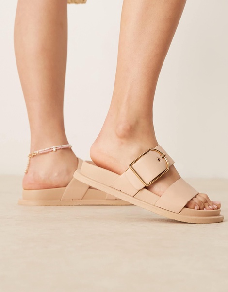 ASOS DESIGN Frozen double strap slider in beige
