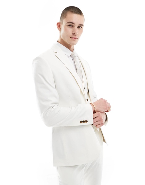ASOS DESIGN skinny suit jacket in light stone