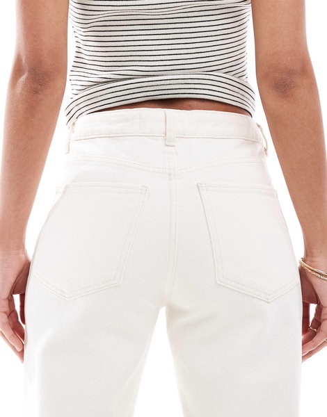 Bershka straight fit wide leg jeans in white
