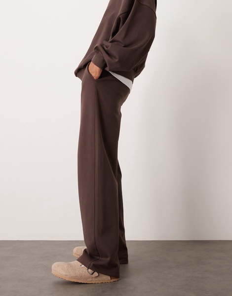 ASOS DESIGN essential wide leg sweatpants in brown