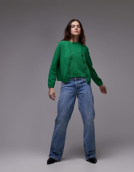 ARKET knit cardigan with button front in green - part of a set