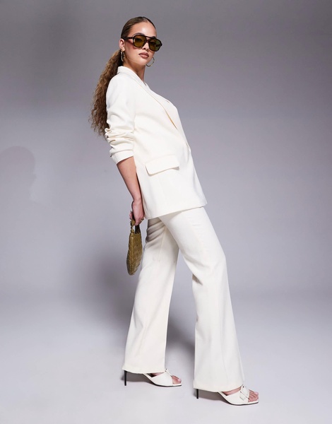 River Island slim flare tailored pants in cream - part of a set